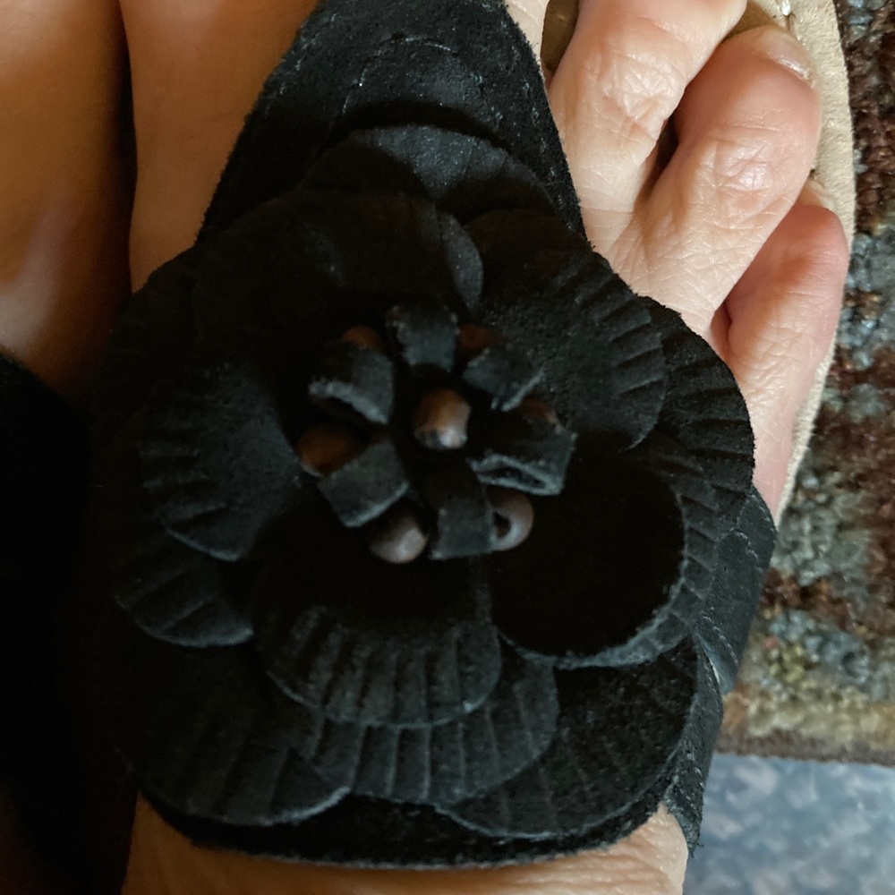 Sandals, Leather top, Size 7, black, Cobbie Cuddlers